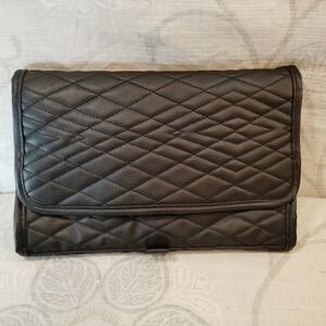 Soho Black Quilted Toiletry Bag